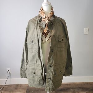 Eddie Bauer Olive Womens Drawstring Waist Utility Jacket‎ Size: 2XL